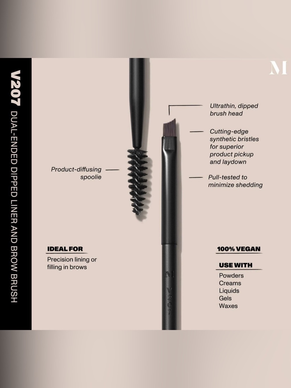 Morphe V207 Dual-Ended Dipped Liner and Brow Brush